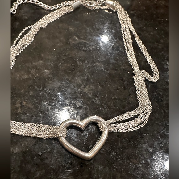New Solid 925 Sterling Silverv Large Open Heart mesh necklace adjustable 😍 - Picture 3 of 8